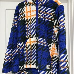 The North Face Plaid Fleece Jacket - Blue and Orange